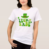 St Patricks Day Lucky Babe Green Shamrocks Irish Tri-Blend Shirt (Voorkant)