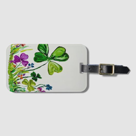 St Patrick's Day Lucky Clover Bagagelabel (Voorkant (horizontaal))