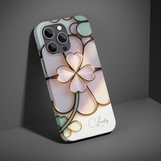 St Patricks Day Lucky Clover Glas in lood Effect Case-Mate iPhone Case