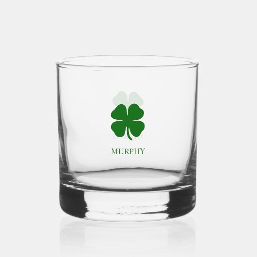 St Patrick's Day Lucky Clover Green Shamrock Irish Whisky Glas (Voorkant)