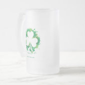 St. Patrick's Day. Lucky Clover White Silhouette. Matglas Bierpul (Voorkant links)