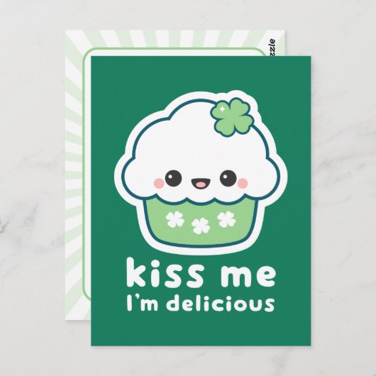 St Patrick's Day Lucky Cupcake Briefkaart (Voorkant / Achterkant)