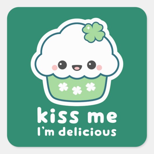 St Patrick's Day Lucky Cupcake Vierkante Sticker (Voorkant)