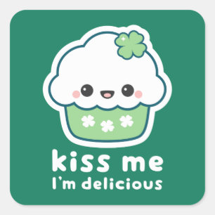 St Patrick's Day Lucky Cupcake Vierkante Sticker
