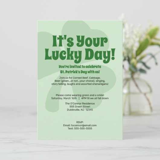 St. Patricks Day - Lucky Day Invitation Kaart (Staand voorkant)