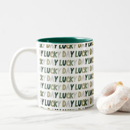 St. Patrick's Day Lucky Day Patroon Tweekleurige Koffiemok
