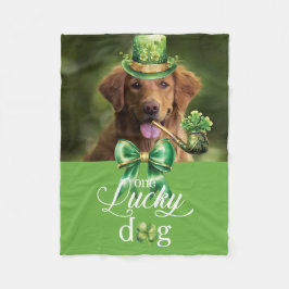 St. Patrick's Day Lucky Dog Funny Custom Foto Fleece Deken