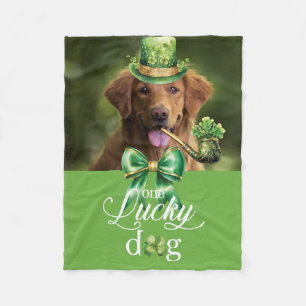 St. Patrick's Day Lucky Dog Funny Custom Foto Fleece Deken