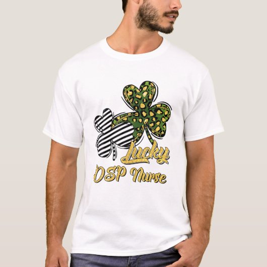 St Patrick's Day Lucky DSP Nurse Clover Shamrock T-shirt (Voorkant)