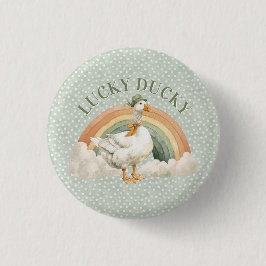 St. Patrick's Day Lucky Ducky met Regenboog Ronde Button 3,2 Cm