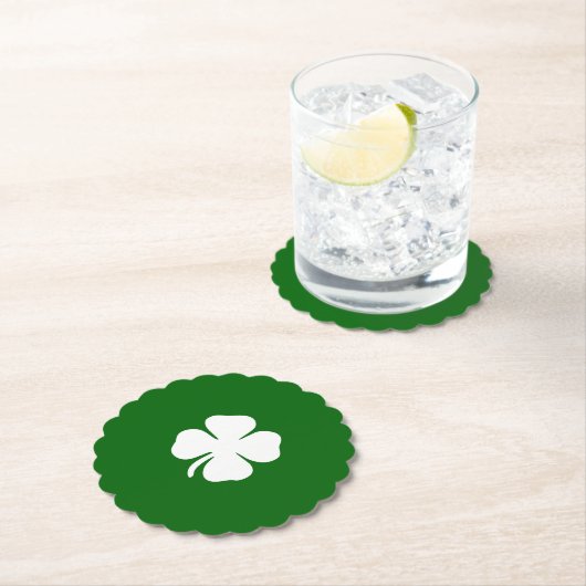St Patrick's Day Lucky Four Leaf Clover Green Iris Kartonnen Onderzetters (Insitu)