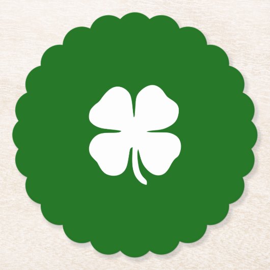 St Patrick's Day Lucky Four Leaf Clover Green Iris Kartonnen Onderzetters (Voorkant)