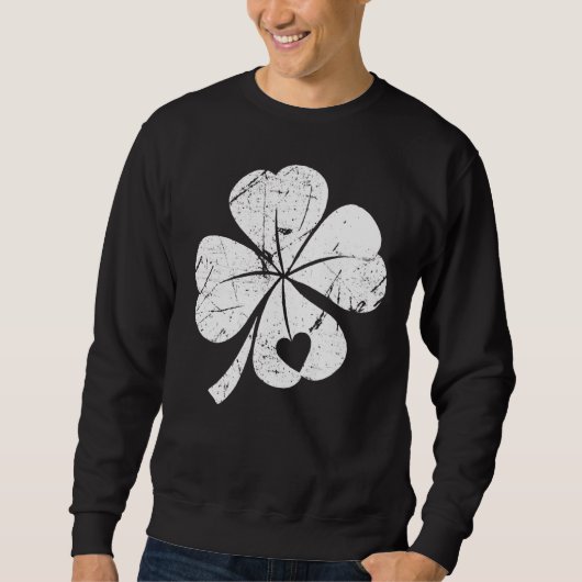 St Patricks Day Lucky Four Leaf Irish Shamrock Wit Trui (Voorkant)