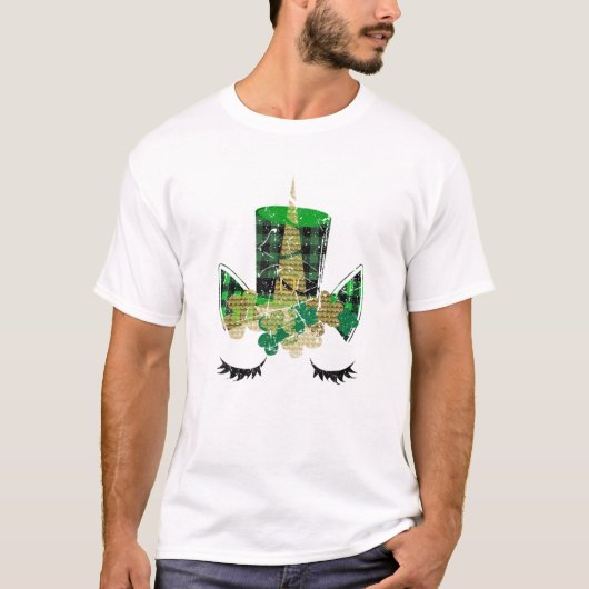 St Patrick's Day  Lucky Funny Irish Unicorn T-shirt (Voorkant)