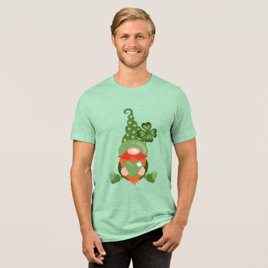 St. Patrick's Day Lucky Gnome Tri-Blend Shirt (Voorkant volledig)