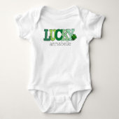 St. Patrick's Day Lucky Green Letters Custom Romper (Voorkant)
