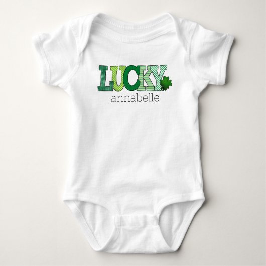 St. Patrick's Day Lucky Green Letters Custom Romper (Voorkant)