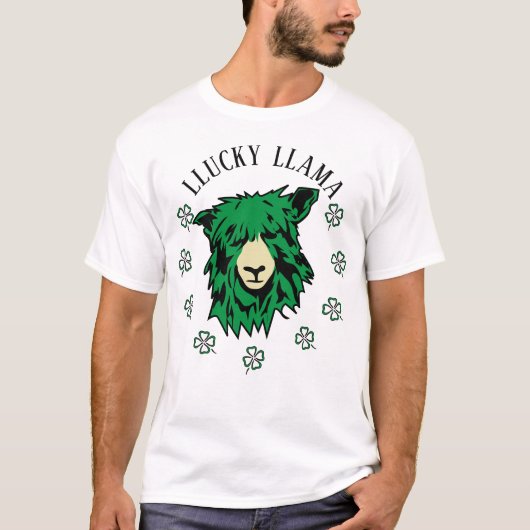 St. Patrick's Day Lucky Green Llama T-shirt (Voorkant)