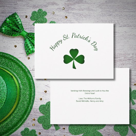 St. Patrick's Day Lucky Green Shamrock Holiday Kaart