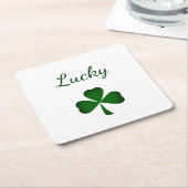 St. Patrick's Day Lucky Green Shamrock Kartonnen Onderzetters (Schuin)