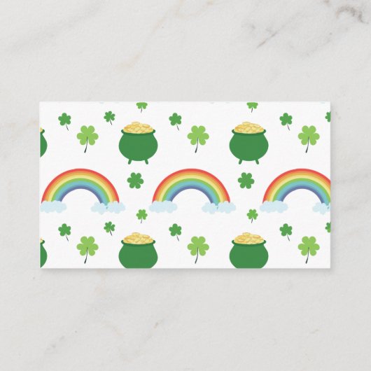 St Patricks Day Lucky Green Shamrock Rainbows Informatiekaartje (Achterkant)