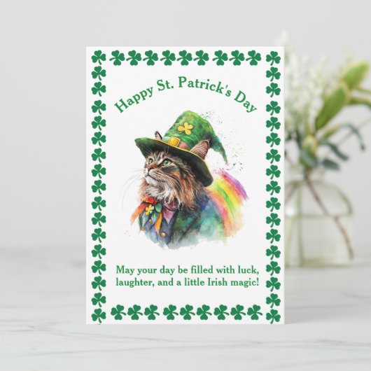 St. Patrick's Day Lucky Groeten voor kattenliefheb Feestdagenkaart (Staand voorkant)
