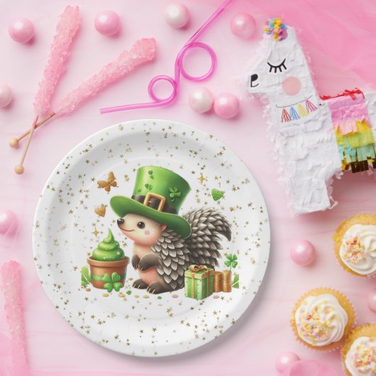 St. Patrick's Day Lucky Hedgehog Papieren Bordje (Feest)