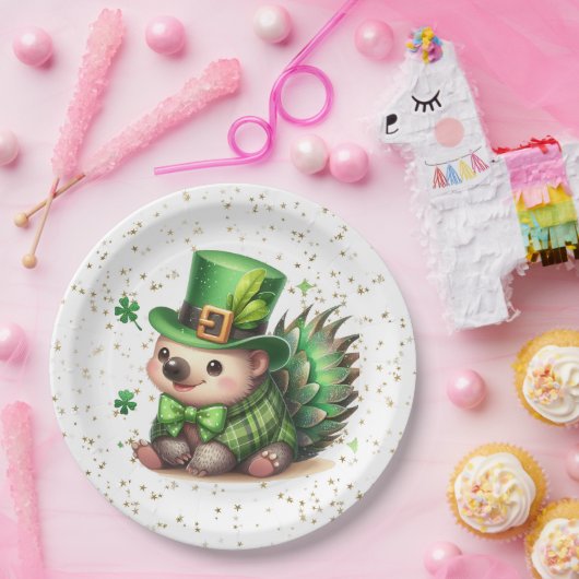 St. Patrick's Day Lucky Hedgehog Papieren Bordje (Feest)