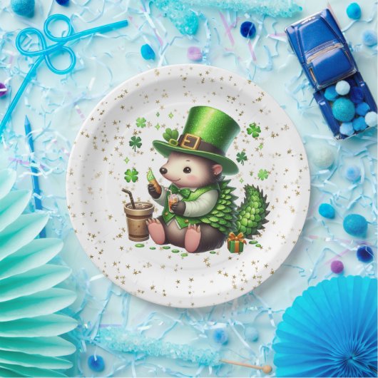 St. Patrick's Day Lucky Hedgehog Papieren Bordje (Feest)