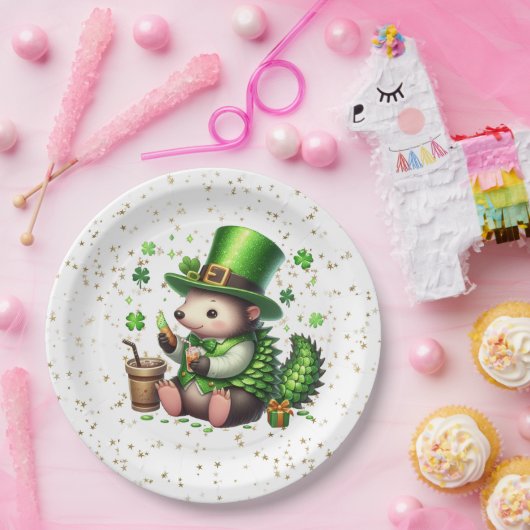 St. Patrick's Day Lucky Hedgehog Papieren Bordje (Feest)