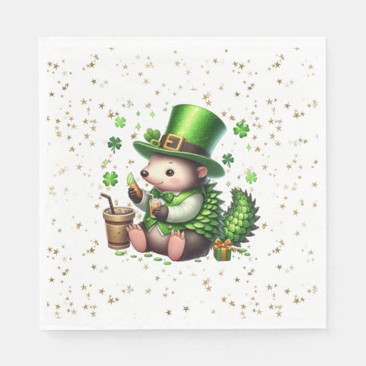 St. Patrick's Day Lucky Hedgehog Servet (Voorkant)