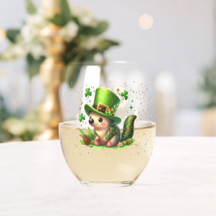 St. Patrick's Day Lucky Hedgehogs Wijnglas Zonder Voet