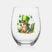 St. Patrick's Day Lucky Hedgehogs Wijnglas Zonder Voet (Voorkant)