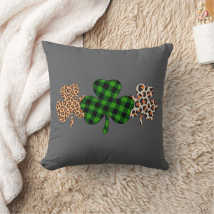 St. Patrick's Day Lucky Iers Groen Geruit Klaverbl Kussen