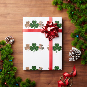 St. Patrick's Day Lucky Iers Groen Geruit Shamrock Cadeaupapier