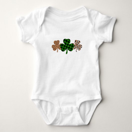 St. Patrick's Day Lucky Iers Groen Geruit Shamrock Romper (Voorkant)