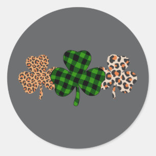 St. Patrick's Day Lucky Iers Groen Geruit Shamrock Ronde Sticker