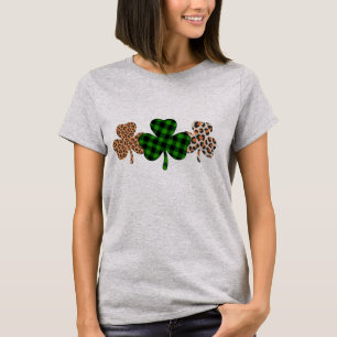 St. Patrick's Day Lucky Iers Groen Geruit Shamrock T-shirt