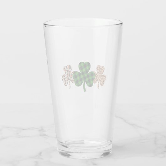 St Patricks Day Lucky Irish Green Plaid Shamrock Glas (Achterkant)