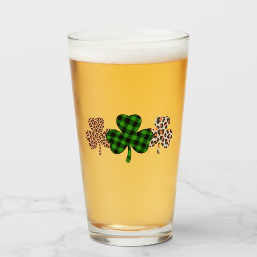 St Patricks Day Lucky Irish Green Plaid Shamrock Glas (Voorkant gevuld)