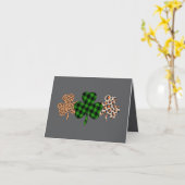 St Patricks Day Lucky Irish Green Plaid Shamrock Kaart (Gele Bloem)
