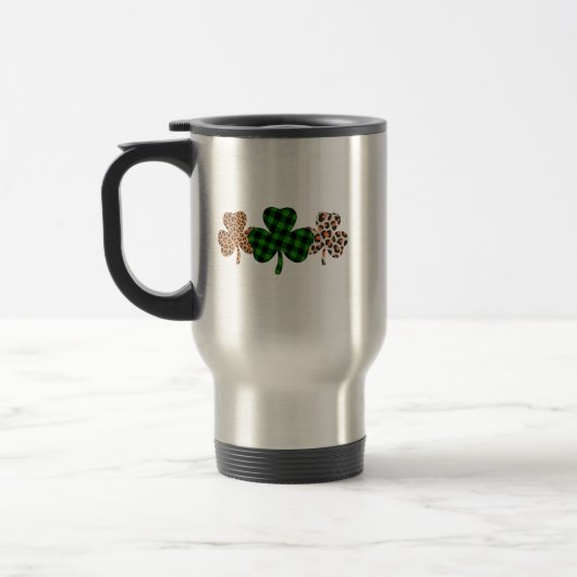 St Patricks Day Lucky Irish Green Plaid Shamrock Reisbeker (Links)