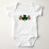 St Patricks Day Lucky Irish Green Plaid Shamrock Romper (Voorkant)
