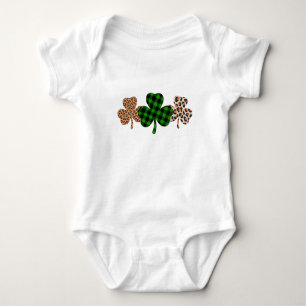St Patricks Day Lucky Irish Green Plaid Shamrock Romper