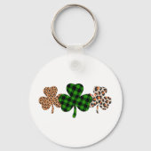 St Patricks Day Lucky Irish Green Plaid Shamrock Sleutelhanger (Voorkant)