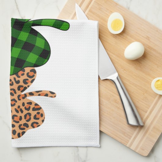 St Patricks Day Lucky Irish Green Plaid Shamrock Theedoek (Quarter Fold)