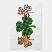 St Patricks Day Lucky Irish Green Plaid Shamrock Theedoek (Verticaal)