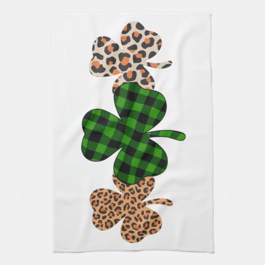 St Patricks Day Lucky Irish Green Plaid Shamrock Theedoek (Verticaal)
