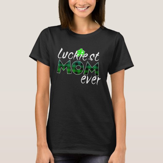 St Patricks Day Lucky Irish Shamrock C Lucky Mom M T-shirt (Voorkant)