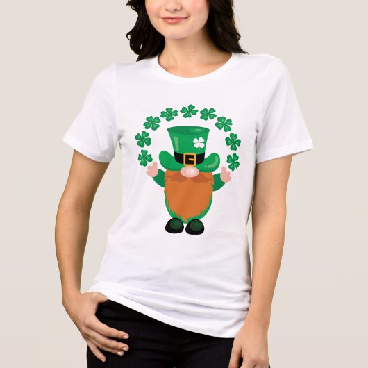 St. Patrick's Day Lucky Leprechaun Gnome Tri-Blend Shirt (Voorkant)